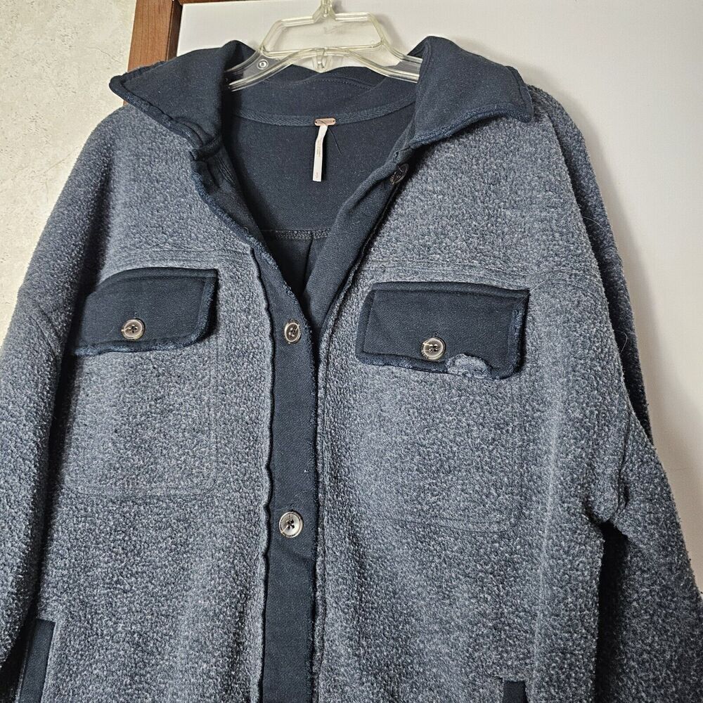 Free People Ruby Jacket Black Washed Black Distressed Oversized Shirt Jacket S - Picture 6 of 13